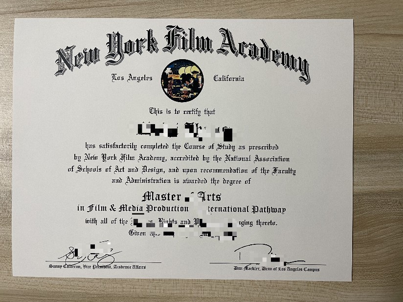 纽约电影学院毕业证图片New York Film Academy Diploma