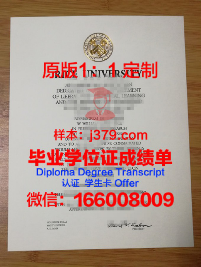 莱斯大学毕业证diploma