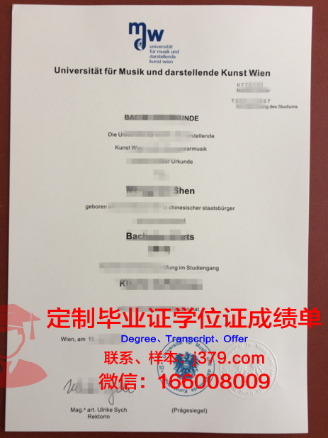 维也纳音乐与艺术市立大学毕业证高清图(维也纳国立音乐与艺术大学)